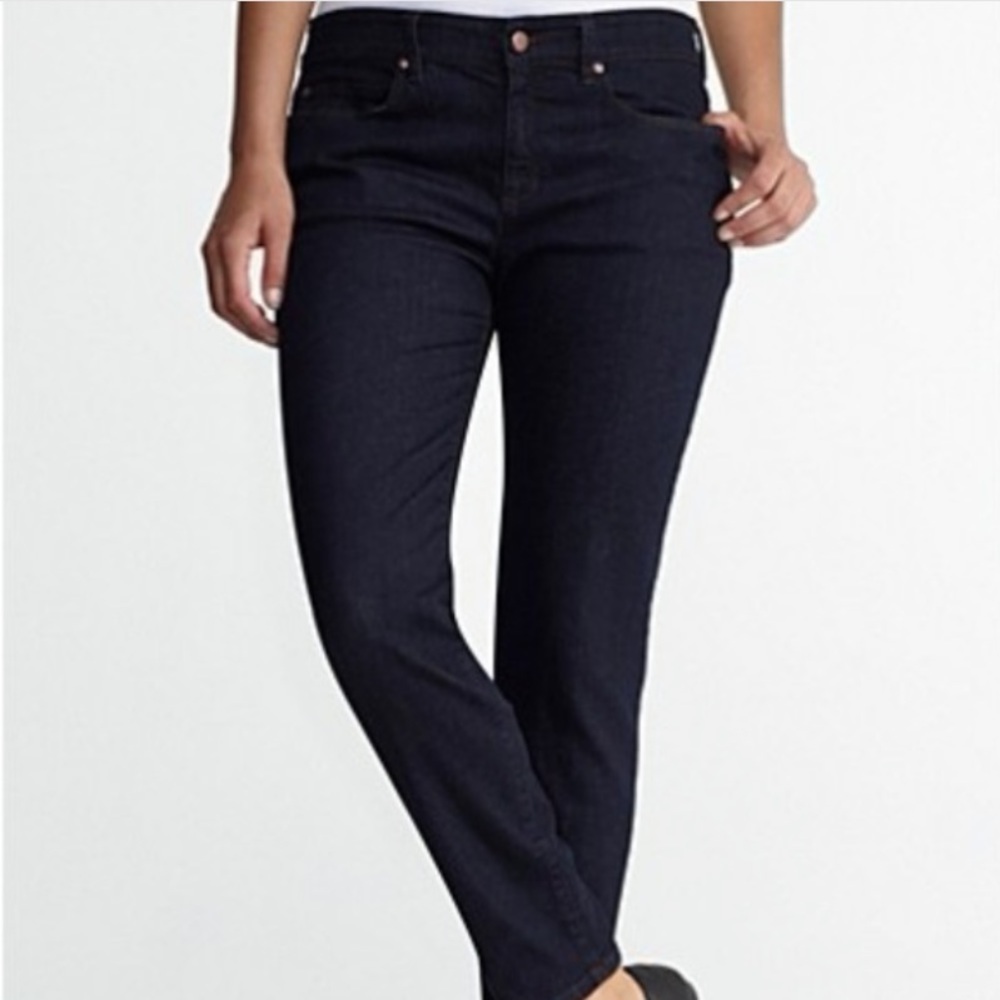 EILEEN FISHER Straight Leg Petite JEANS Dark Wash 4P